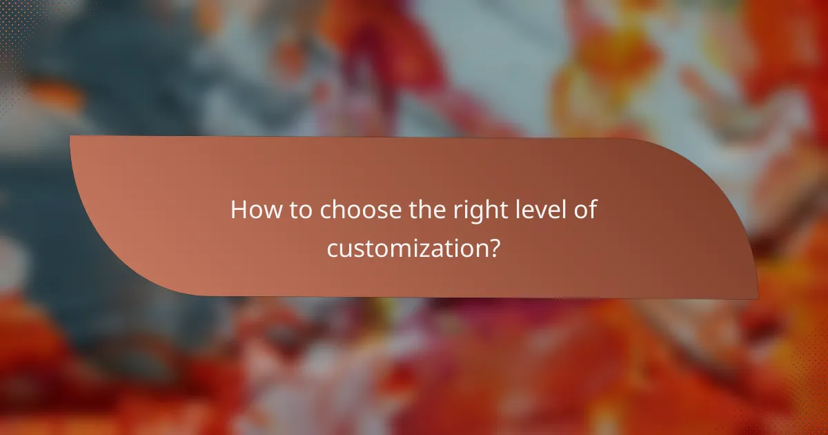 How to choose the right level of customization?