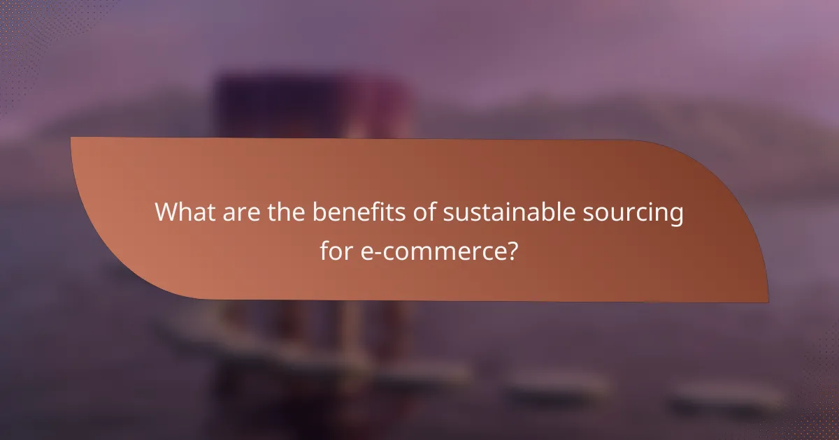 What are the benefits of sustainable sourcing for e-commerce?